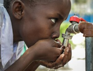 child drinking water